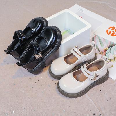 2025 Autumn New Women's Children's Fashion Round Head Leather Shoes Korean Version Princess Soft Sole Single Shoes Children's Shoes