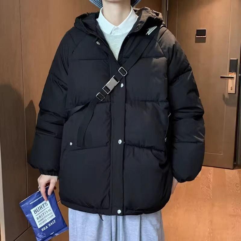 Winter Einfarbig Kapuzen Brotjacke Baumwolljacke Klassischer Winddichter Kragen Dicke Baumwolljacke für Herren und Damen