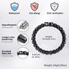 Vnox 8.7mm Stainless Steel Strap Chain Bracelet for Men, Adjustable Jewelry Clasp Wristband, Punk Style Gifts for Birthday Party