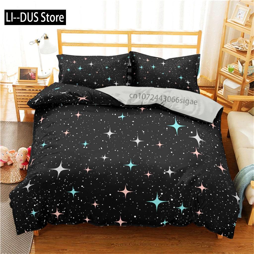 Duvet Cover Stars Bedding Set Night Sky Kids Girls Boys Night Sky Duvet Cover Set Dark Blue Galaxy For Women Children Room Decor
