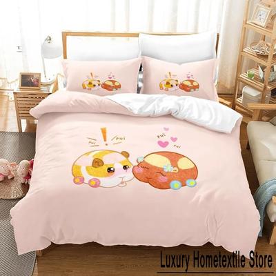 Juego de Ropa de Cama Animales de Dibujos Animados Kawaii 3D Pui Pui Molcar Individual Doble Matrimonial Queen King Size Juego de Cama para Adultos Niños Dormitorio Fundas Nórdicas