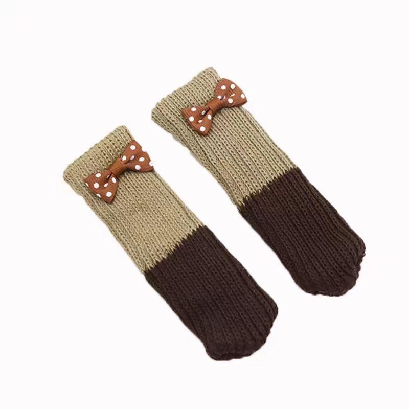 Table Chair Foot Cover Pad Protective Stool Foot Cover Leg Cover, Double-layer Thickened Knitted Chair Foot Cover Silent Non-slip Foot Cover