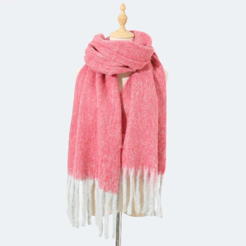 

Шарф осень и зима новый женский платок длинная бахрома толстая борода универсальный утолщенный приятный к коже однотонный шарф 40*230