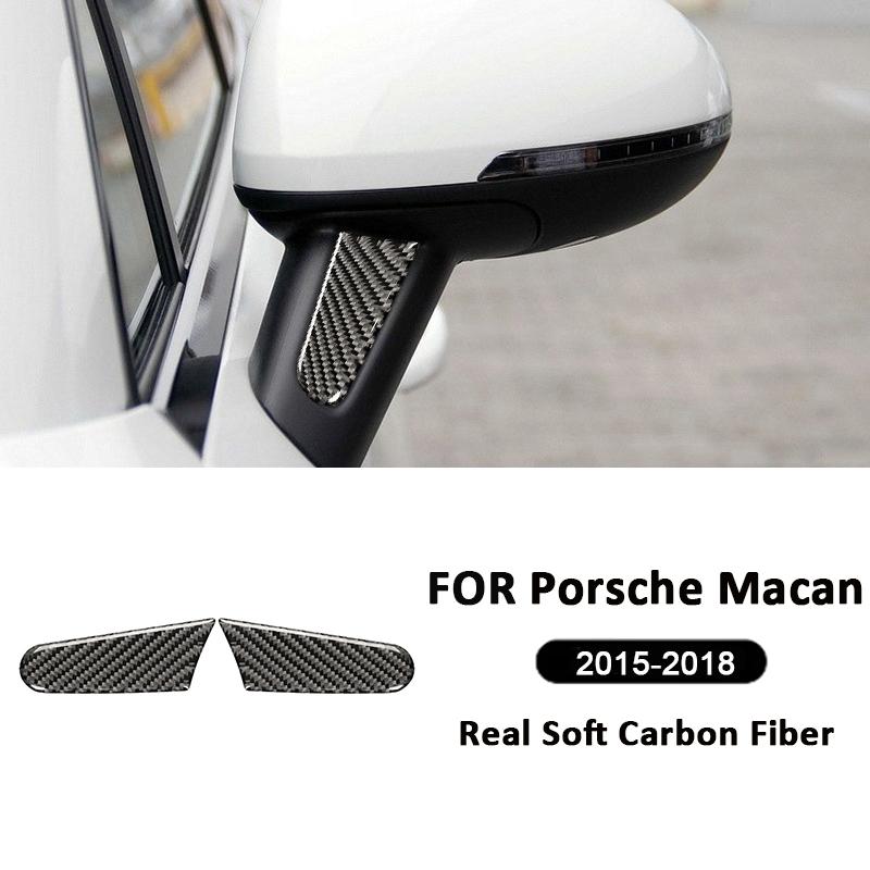 For Porsche Macan 2015-2018 Carbon Fiber Car Rearview Mirror Left Right Anti-Scratch Trim Strips Exterior Decoration Sticker