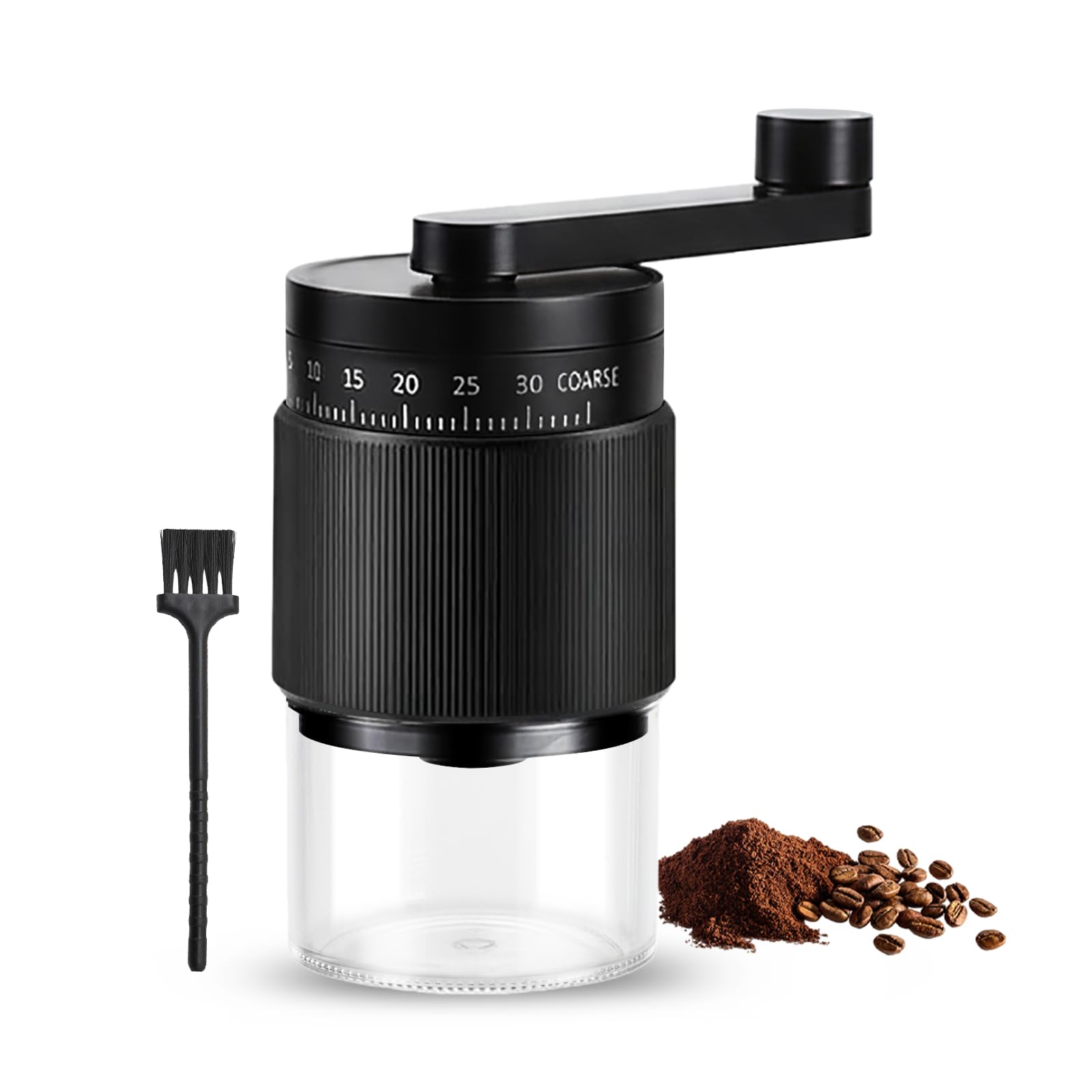 

Vixplorn Manual Coffee Grinder with Ceramic Grinding Core, 35 Adjustable Grinding Levels, 30g Capacity, Includes Brush, Easy Cleaning, Compact and