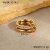 GEMCHIC Women's Stackable Geometric Rings Set, Adjustable 18K Gold Plated Stainless Steel Statement Knuckle Jewelry