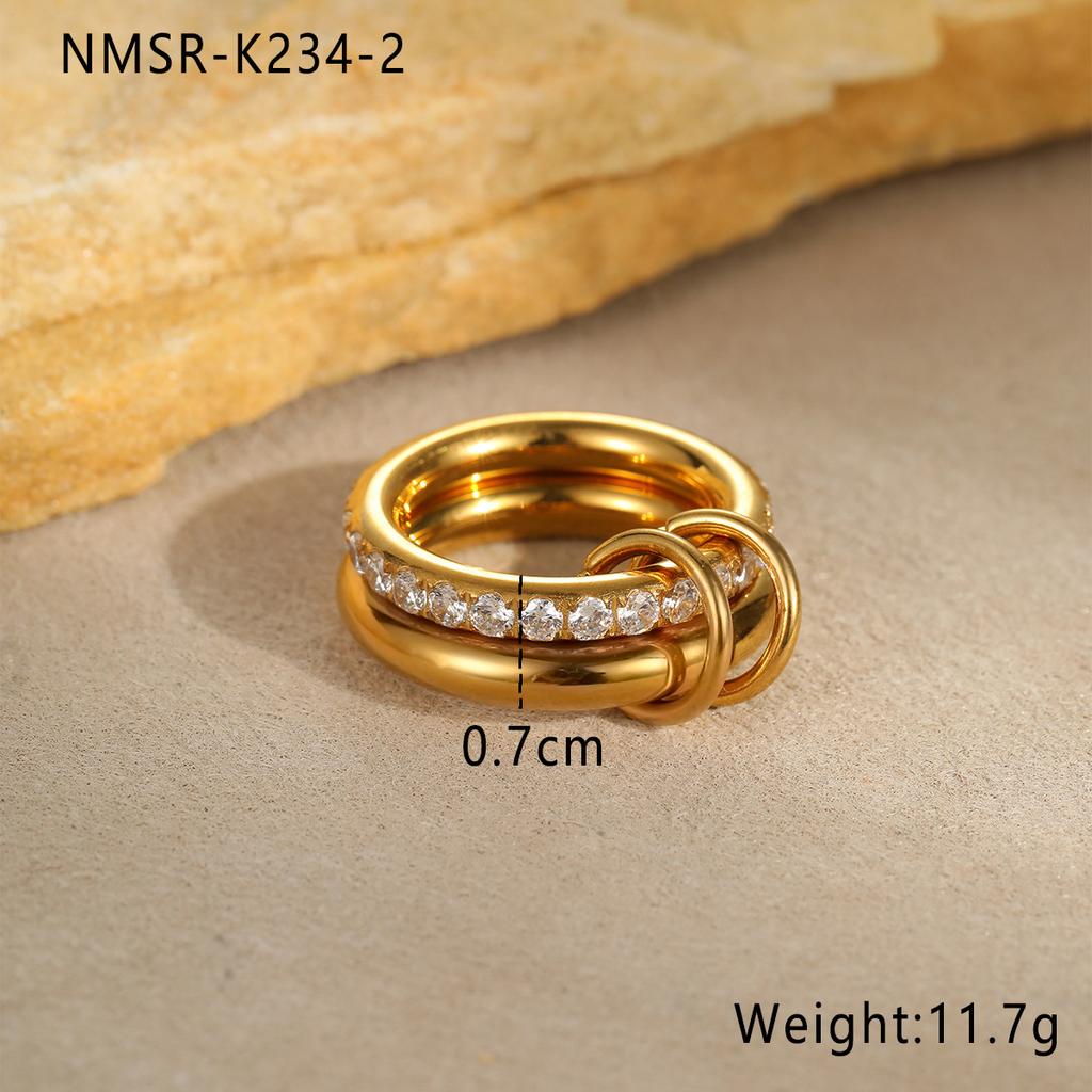GEMCHIC Women's Stackable Geometric Rings Set, Adjustable 18K Gold Plated Stainless Steel Statement Knuckle Jewelry
