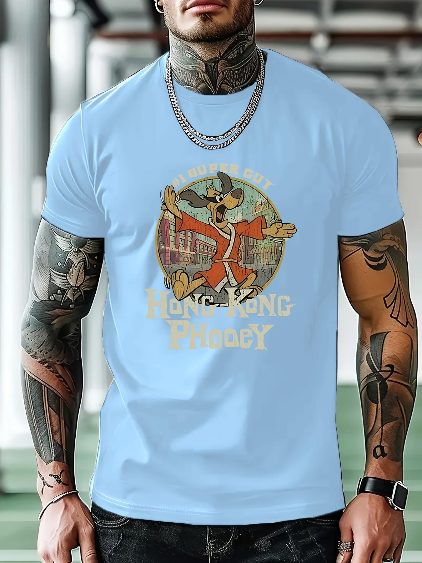 

Casual Graphic T-shirt - Retro Hong Kong Phooey Print & Geometric Design L