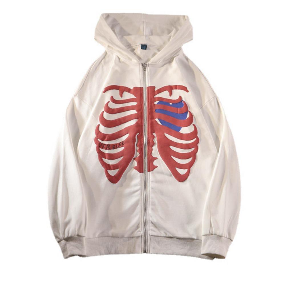 Clearance: Women's Hooded Long-Sleeve Sweatshirt - Halloween Skull Print, Loose Fit. No Returns/Exchanges.