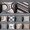 Nordic Flower Geometric Pattern Double-Sided Printed Pillow Cover Short Plush Suitable Living Rooms Bedrooms Throw Cushion Cover