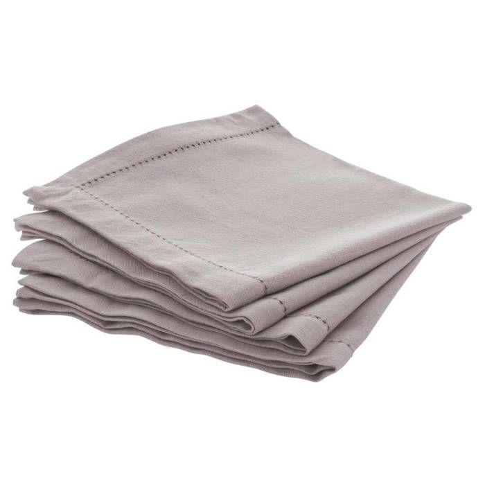 Lot de 4 serviettes de table "Chambray" gris souris 40x40cm - Atmosphera createur d'interieur