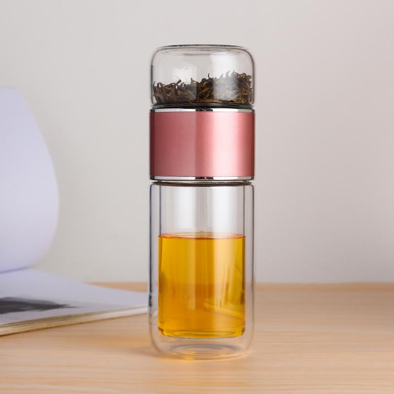 500ML Tea Water Bottle High Borosilicate Glass Double Layer Tea Water Cup Teas Infuser Bottle Tumbler Drinkware with Teas Filter