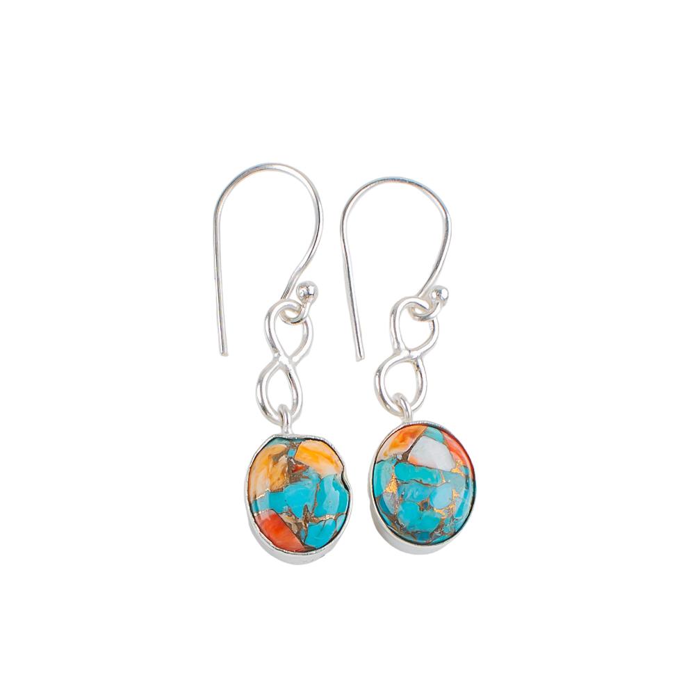 Natural Spiny Oyster Gemstone 925 Sterling Silver Jewelry Handmade Earrings1.60" EE-12-38