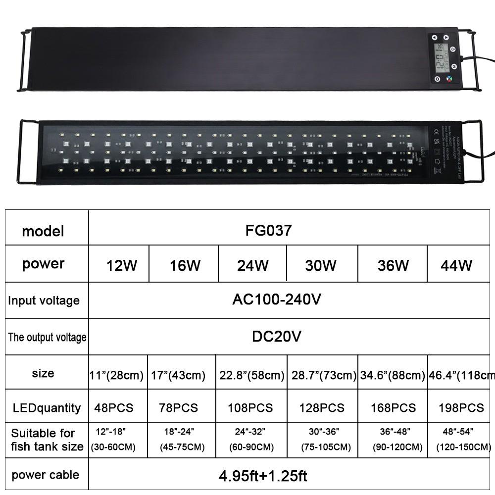 30-60cm Fish Tank Aquarium Light 24/7 Full Spectrum Lighting LED Light Aquarium Decoration Aquatic Plant Growth Lamp