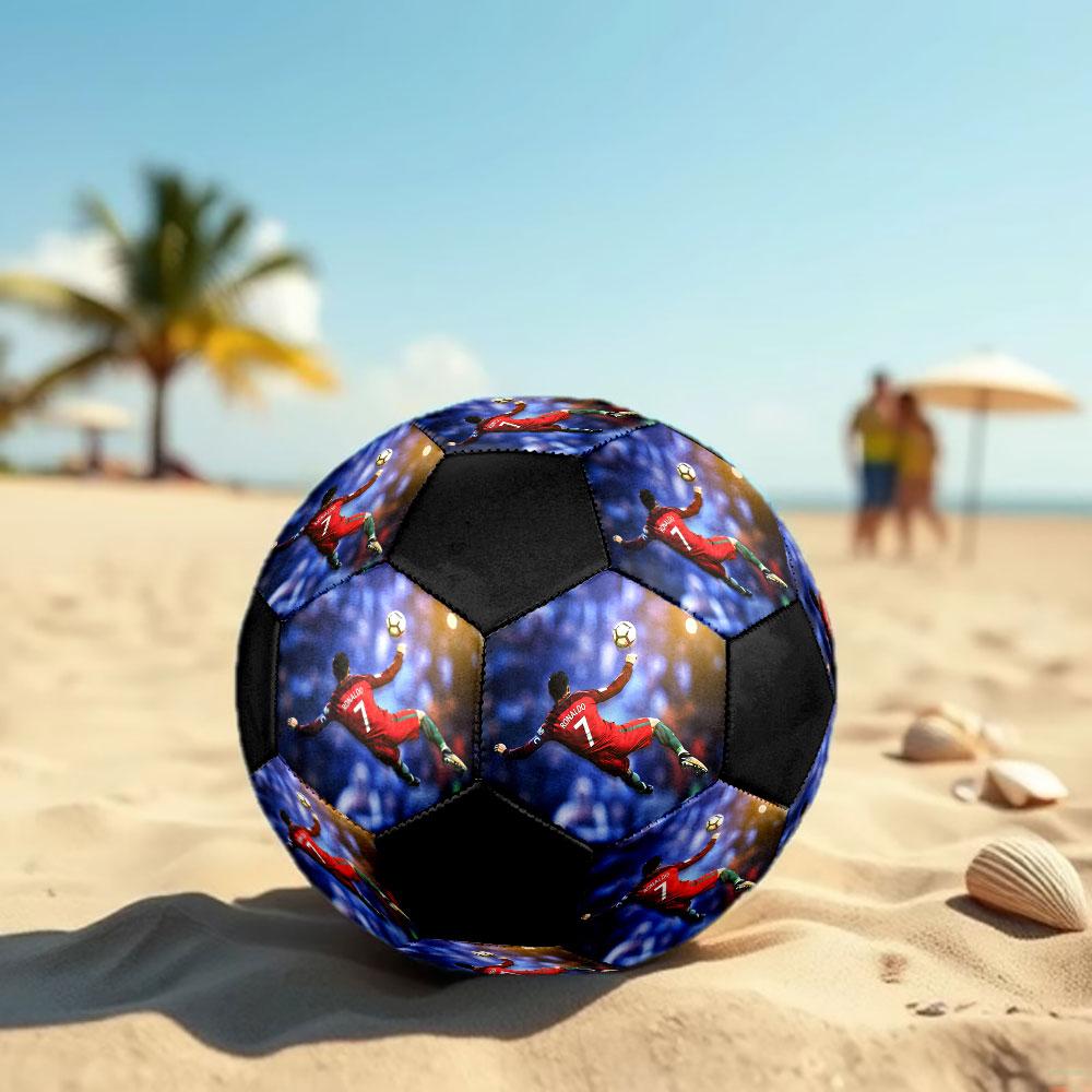 Cristiano Ronaldo CR7 Print Size 5 Soccer Ball, Machine-Stitched PVC, Durable & High Bounce, All Ages Fit, Fan Merchandise, Matches & Outdoor Use.