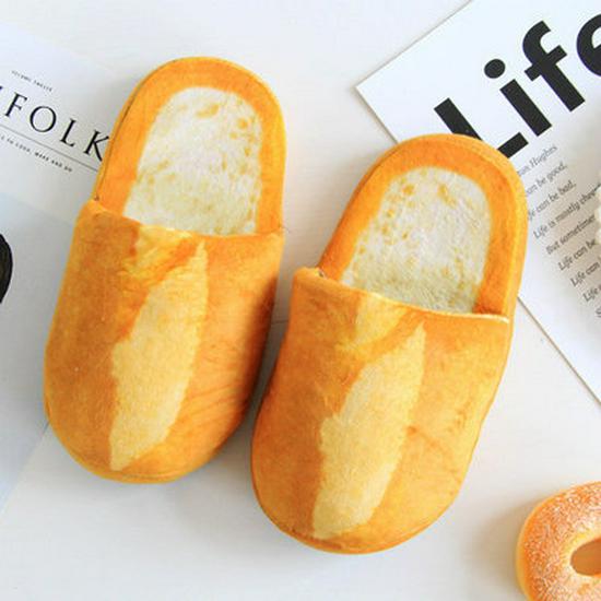 

Plush Foodie Bread Hamburger Toast Winter Non-Slip Soft Home Shoes M fits 36-39