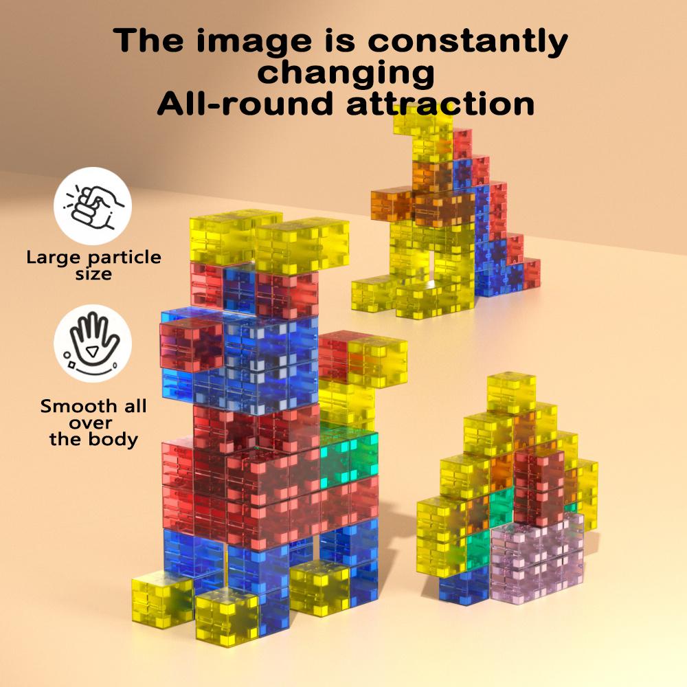 Magnetic Building Blocks Toy Transparent Magnetic Cubes Construction Set Preschool Montessori STEM Educational Sensory Toys Gift