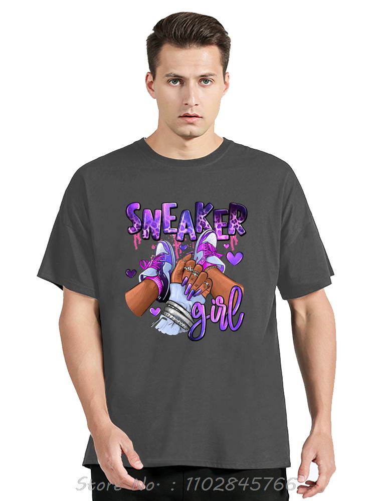 Baumwoll T-Shirt Sneaker Mädchen Grafik Oversized T-Shirt Lässige Unisex Oberteile T-Shirts Rundhals Sommer Hip Hop Streetwear Herrenbekleidung