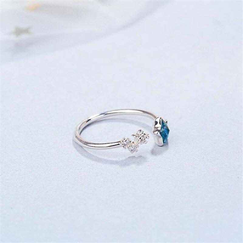 Latest Fine Attractive Fresh Blue Star Stelring Color Jewelry Personality Sweet Minimalist Minimalist Crystalline Opening Rings R129Fashion