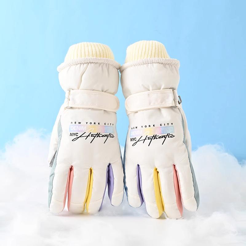 2025 new ski gloves women's winter warm thickened cotton cold play snow water can ride and drive