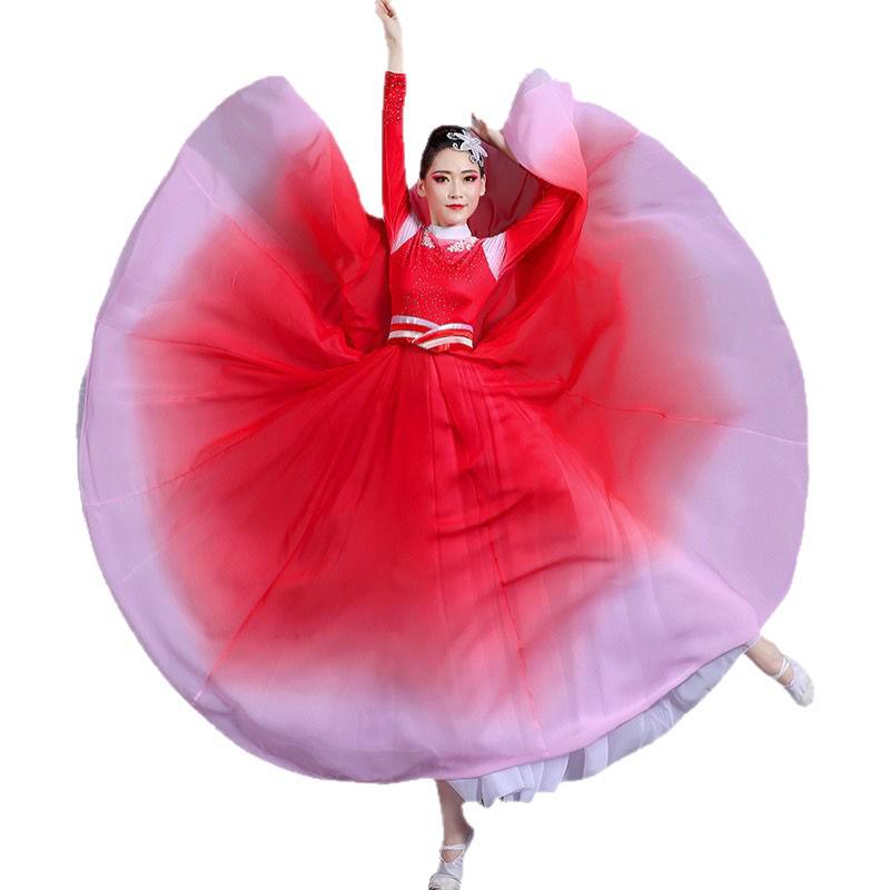 Blooming Wanjiang Dance Costume: Women's Long Dress for Song and Dance Performance