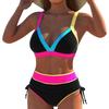Women's High-Waisted Casual Versatile Color-Blocked Two-Piece Swimsuit