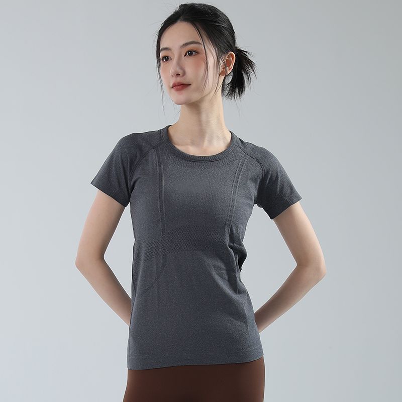 

Весенне-летняя спортивная футболка с коротким рукавом для бега, быстросохнущая, дышащая, женская, облегающая, одежда для йоги, тренировочная одежда для пилатеса Deep hemp Ash S