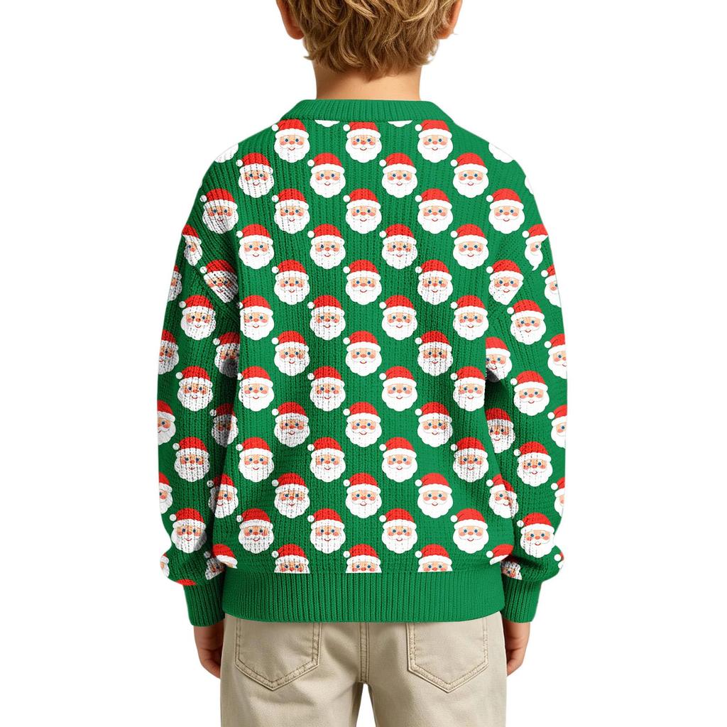Boys Girls Christmas Print Crewneck Pullover Sweatshirt Casual Comfortable Athletic Top for Holiday