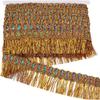 PH PandaHall 14.2 Yards 2.3'' Gold Fringe Tassel Lace Trim Sewing Fringe Trim Fringe Fibre Ribbon Trim Polyester Tassel Trim for Skirt Wedding Dress