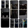 Phone Case for Samsung Galaxy Z Flip 3 4 5 6 Folding Black Shell Black Cat For Samsung Z Flip4 Flip5 PC Hard Cover
