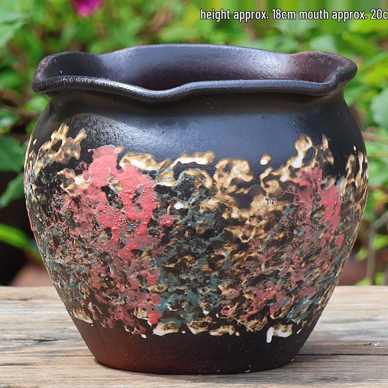 Minimalist Large Coarse Pottery Flower Pot for Succulents and Green Plants