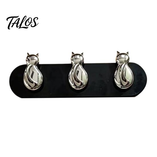 Cat-Shaped Wall Hooks, No Drilling Strong Bearing Capacity Hooks, Three-hook Combination Rack for Keys Bags Accessories