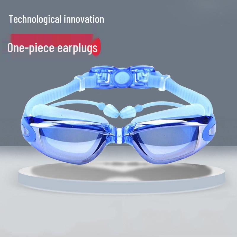 Men s Anti-Fog HD Swim Goggles with Integrated Earplugs & Swim Cap - Waterproof & Wide Angle