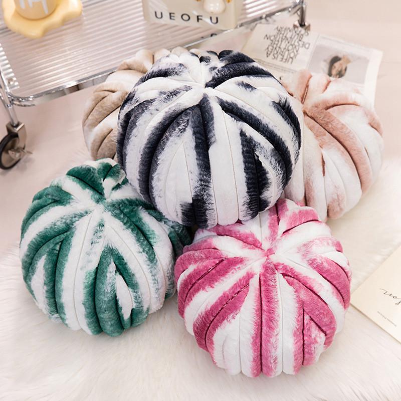 Plush Modern Round Pillow Striped Decorative Throw Cushion Bedroom Decoration
