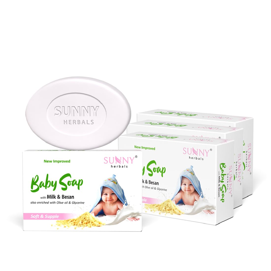 

Sunny Herbals Baby Soap 75 gm X Pack of 6 | Gentle Cleansing & Deep Moisturizing for Soft Baby Skin