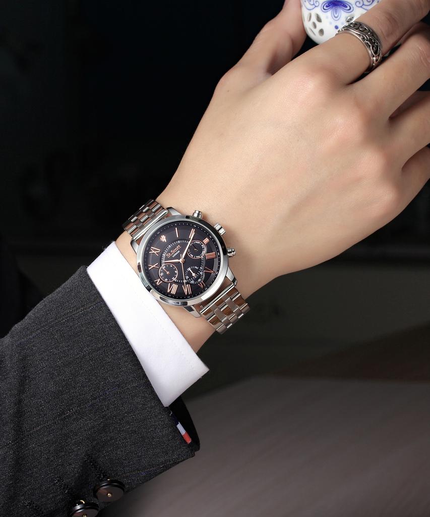 Seinteuseukoteuleondeon Bennett Multi-Diamond Metal Watch - Black Rose + 1 Leather Band / St7506M-Sbr