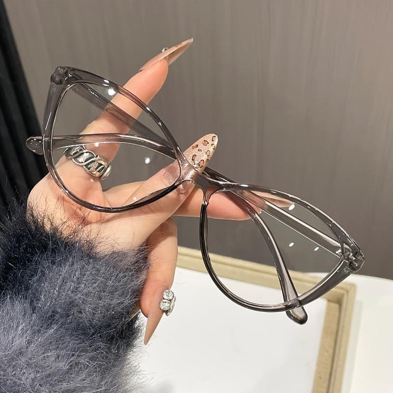 4pcs Women Trendy New Cat Eye Glasses Anti Blue Light Retro Frame Triangle Spectacle Frame