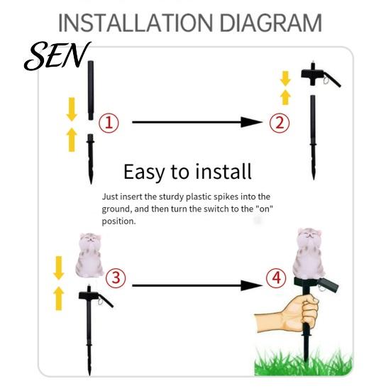 Energy Saving Patio Illumination Solar Cat Garden Light, Waterproof Pathway Outdoor Shape Lawn Lamps LED Lamp for Yard Decoration Cute Animal