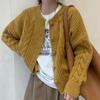 Early Autumn Korean-Style Sweater Coat for Women: Minimalist Artistic Thick Cable-Knit Loose Cardigan