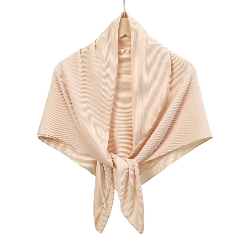 Maldives  Muslim Pleated Square Scarf Matt Silk Plain Hijab Women Crinkle Satin Headscarf Premium Soft Wrinkle Scarves