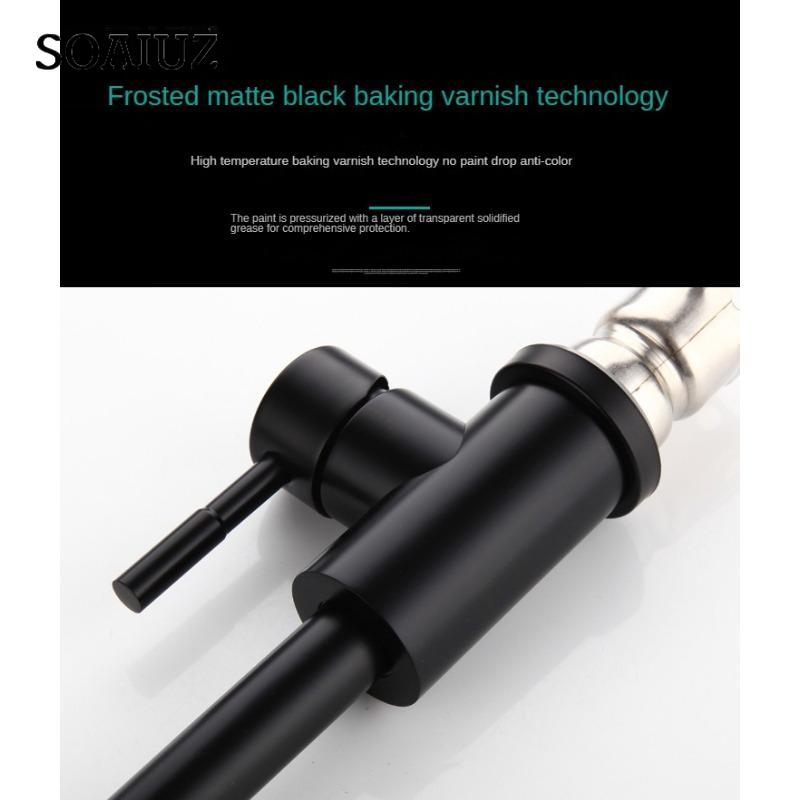 Kitchen Black Faucet Tap 304 Stainless Steel Basin Water Faucet Hot and Cold Washbasin Black Faucet Flexible Sink Faucet