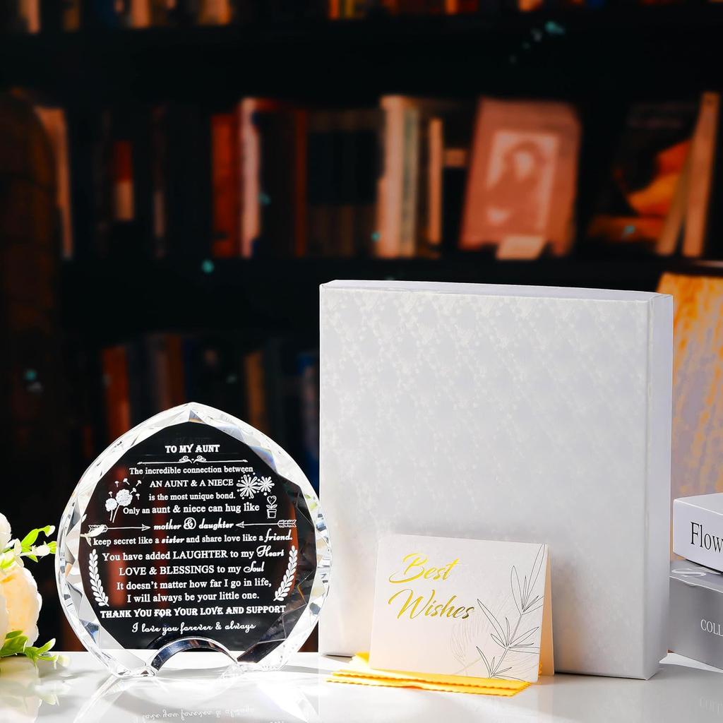 Aunt Gifts From Niece Unique - Crystal Engraved Best Aunt Ever Gifts Ideas For Auntie - Crystal Keepsake Birthday Present To My Auntie On Christmas