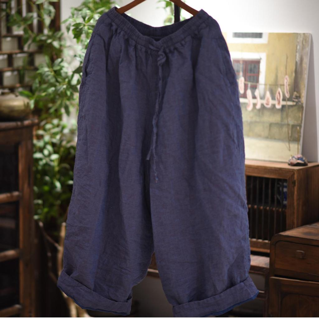 Johnature Women Vintage Harem Pants Solid Color Spring Trousers Elastic Waist Casual Female Belt Long Pants