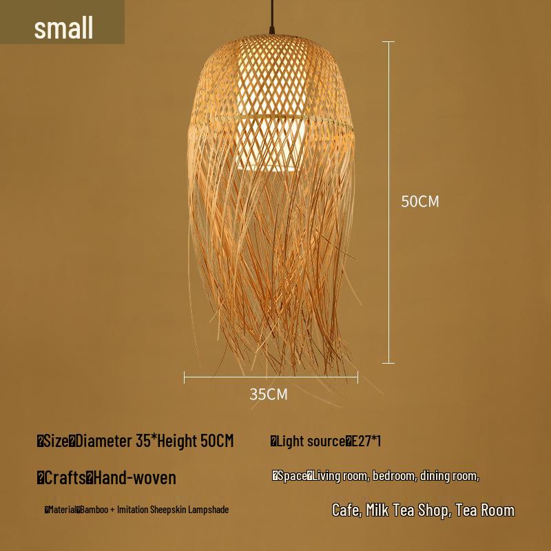 Bamboo Rattan Pendant Lamp: New Chinese & Japanese Style Zen Lighting for Tea Room & Dining, Antique Lantern Design.