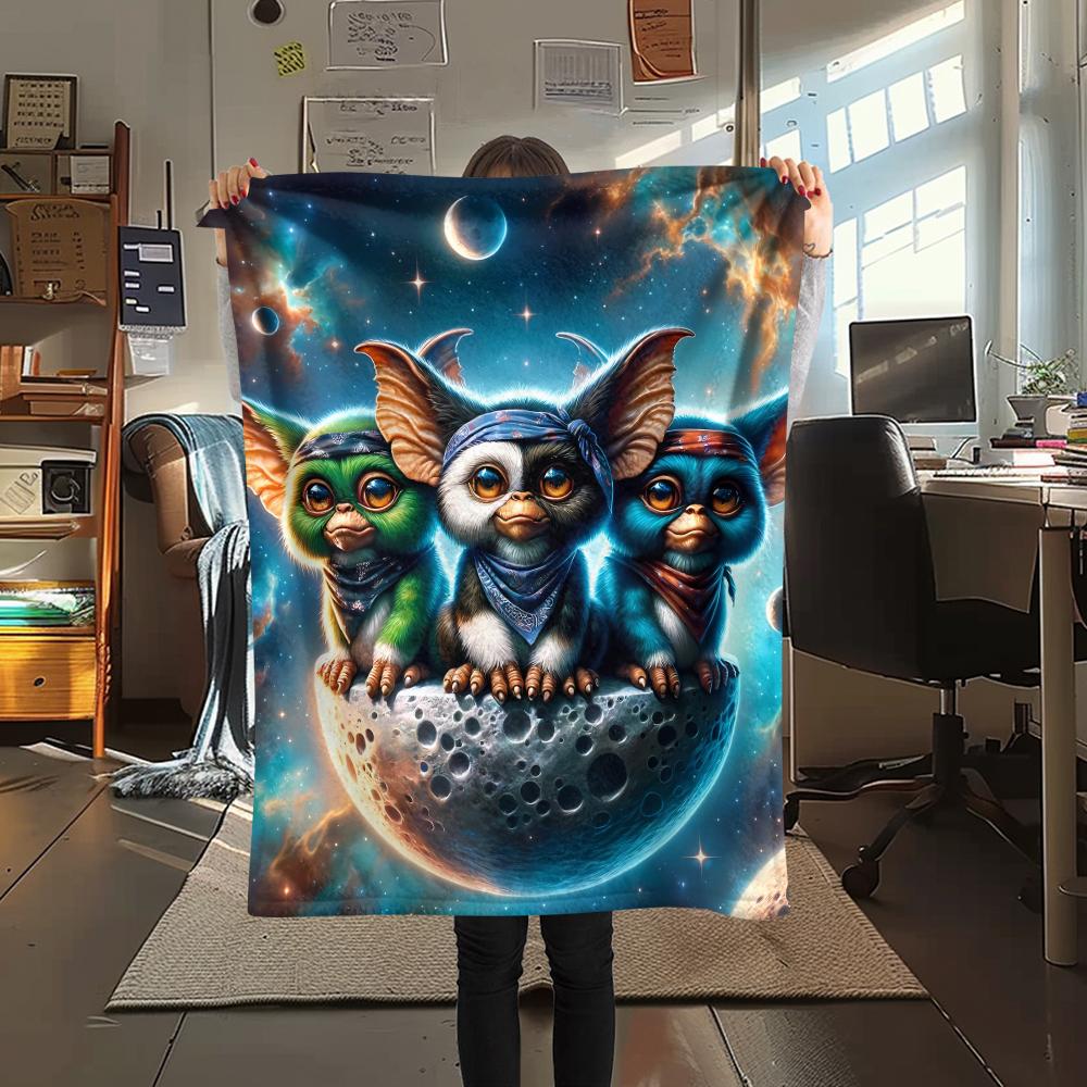 1pz Coperta in Flanella con Stampa Gremlins, Alta Qualità per Tutte le Stagioni, Arredamento per la Casa, Calore e Comfort, Perfetta per Regali di Natale