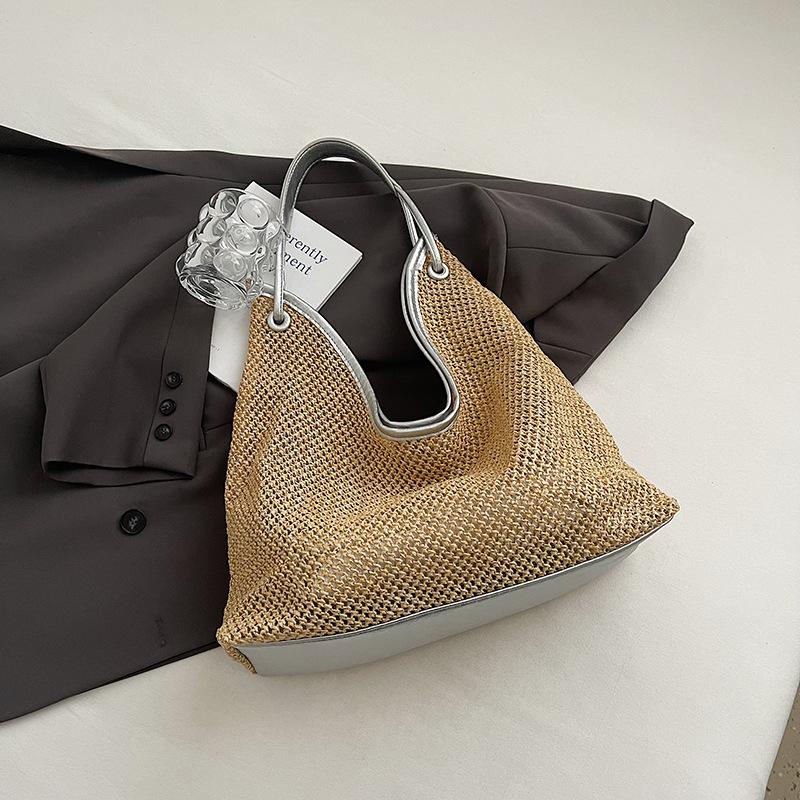 Seaside vacation bag women's new woven tote bag large capacity casual versatile shoulder armpit bag