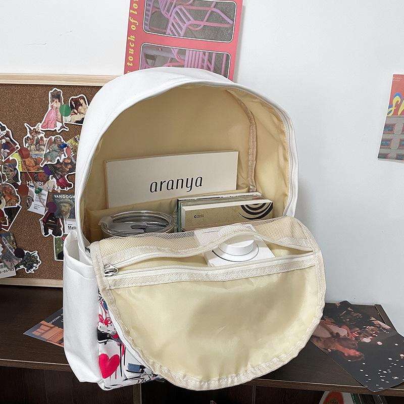 Ryggsekk med stor kapasitet med graffiti-anime-design for studenter