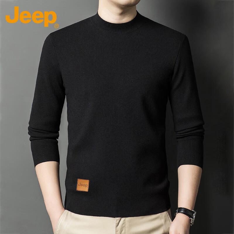 Jeep Men's Semi-High Collar Thick Knit Sweater