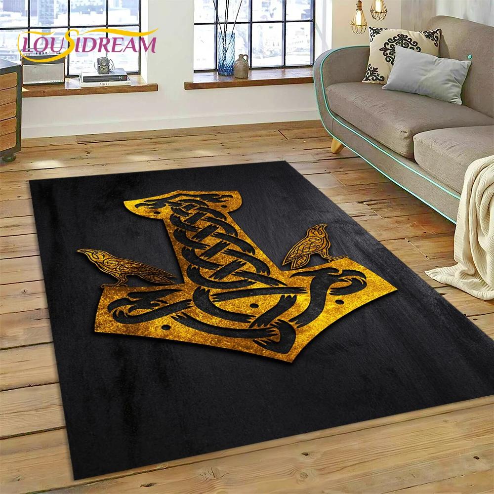 

3D Nordic Viking Mythology Symbols Odin Cartoon Area Rug Large,Carpet for Home Living Room Sofa Doormat Decor,Non-slip Floor Mat 40x60cm