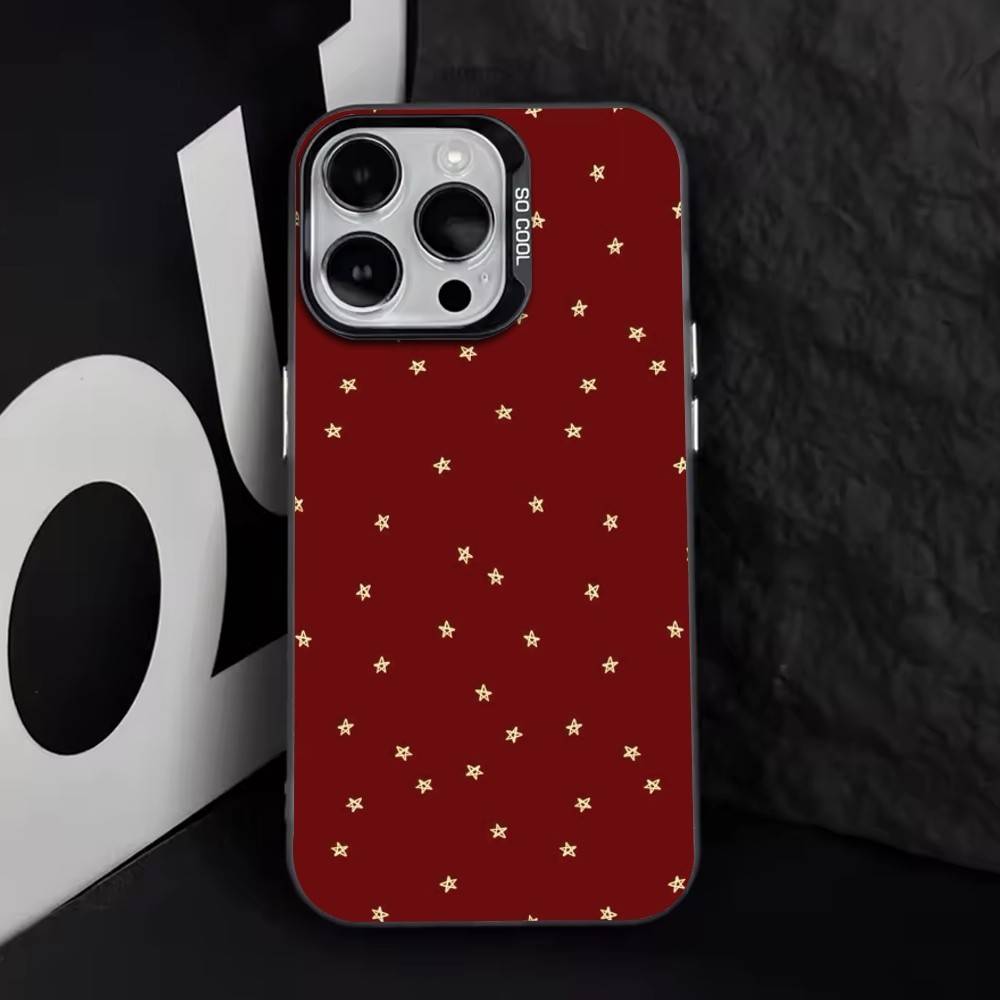 

Minimalist Red Star Phone Case For iPhone 17,16,15,14,13,12,11 Plus,Pro Max,XS,Colorful Silver Black Cover iPhone16se4